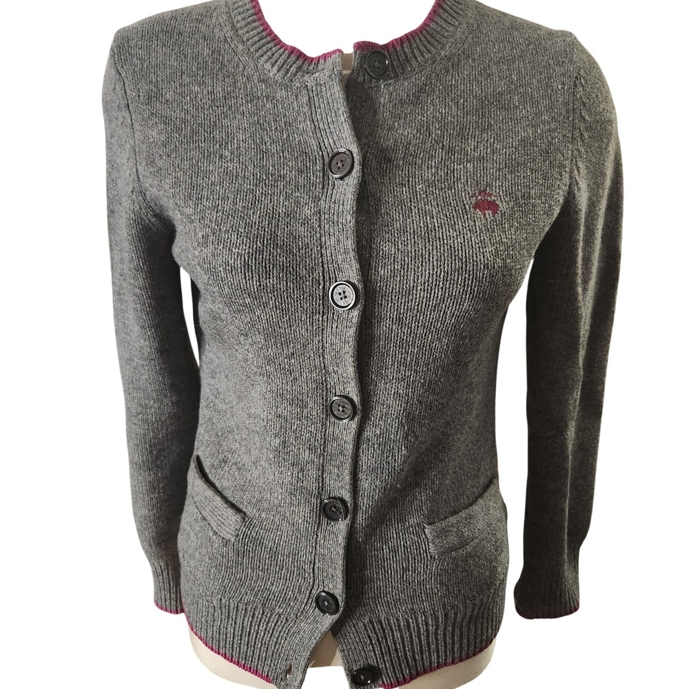 Brooks Brothers old money wool Knit‎ Cardigan Sweater natural Pockets medium